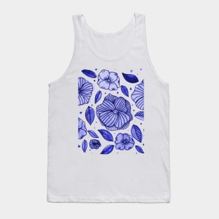 Watercolor and ink flowers - blue Tank Top